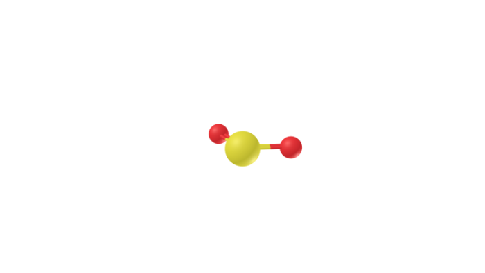 分子为v型结构,通过增强现实技术展示二氧化硫的球棍模型和比例模型
