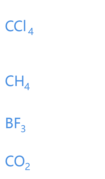 四氯化碳 甲烷 氟化硼 二氧化碳