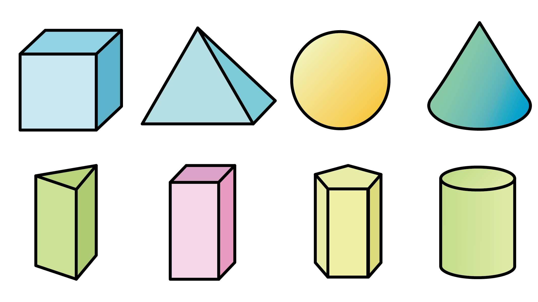 多种空间几何体#几何体#正方体#三棱锥#三棱柱 图片展示了多种常见