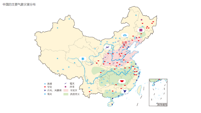 中国的主要气象灾害分布