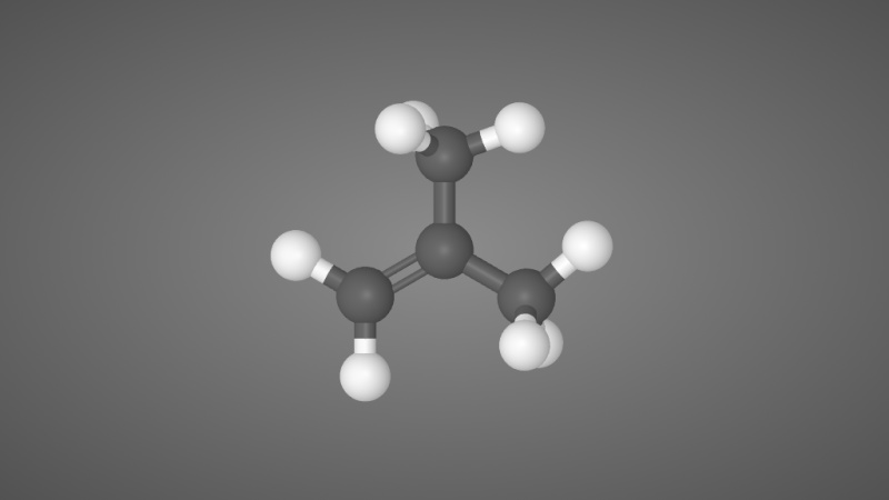 点赞               2-甲基丙烯分子的3d模型,将抽象的分子结构立体化